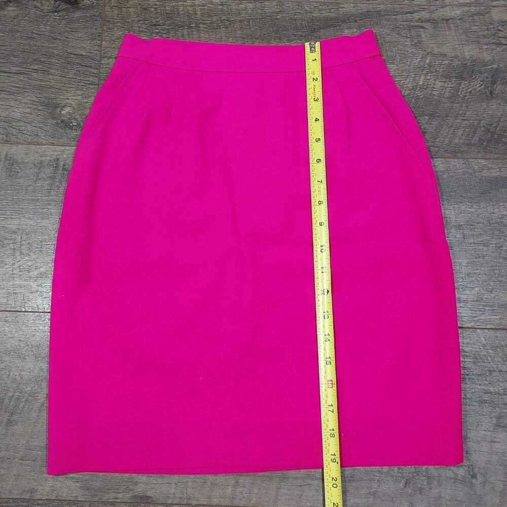 Evan Picone Petite Pink Fuchsia Megenta Skirt Size 2 Wool Vintage 1980s Lined - Picture 4 of 9
